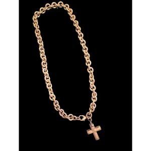 Brushed Silvertone Cross Choker
